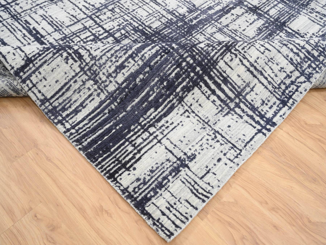 10'0" x 13'9" New Hand Loomed Black Wool & Silk Rectangle Oriental Rug - MOA10264595