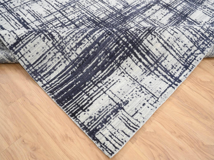 10'0" x 13'9" New Hand Loomed Black Wool & Silk Rectangle Oriental Rug - MOA10264595