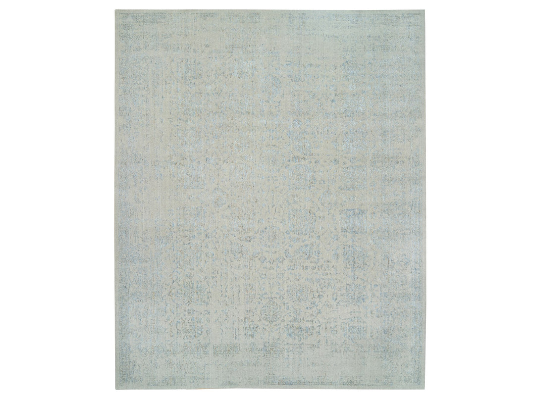 12'0" x 15'1" New Hand Loomed Blue Wool & Silk Rectangle Oriental Rug - MOA10264604