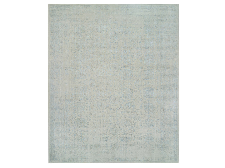 12'0" x 15'1" New Hand Loomed Blue Wool & Silk Rectangle Oriental Rug - MOA10264604