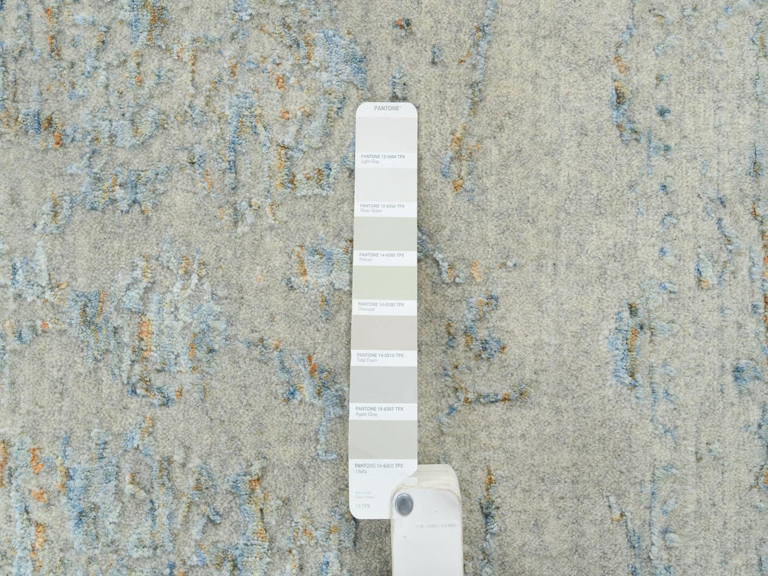 12'0" x 15'1" New Hand Loomed Blue Wool & Silk Rectangle Oriental Rug - MOA10264604