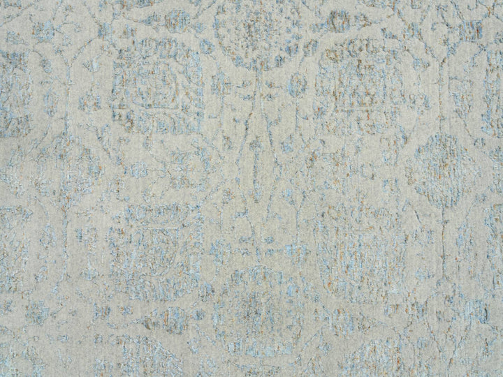 12'0" x 15'1" New Hand Loomed Blue Wool & Silk Rectangle Oriental Rug - MOA10264604