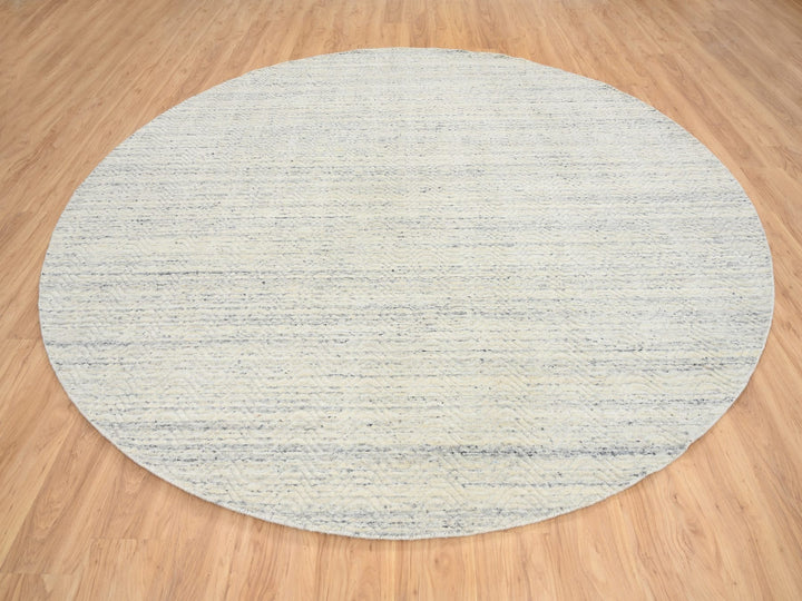 9'10" x 9'10" New Hand Loomed Beige Wool Round Oriental Rug - MOA10264605
