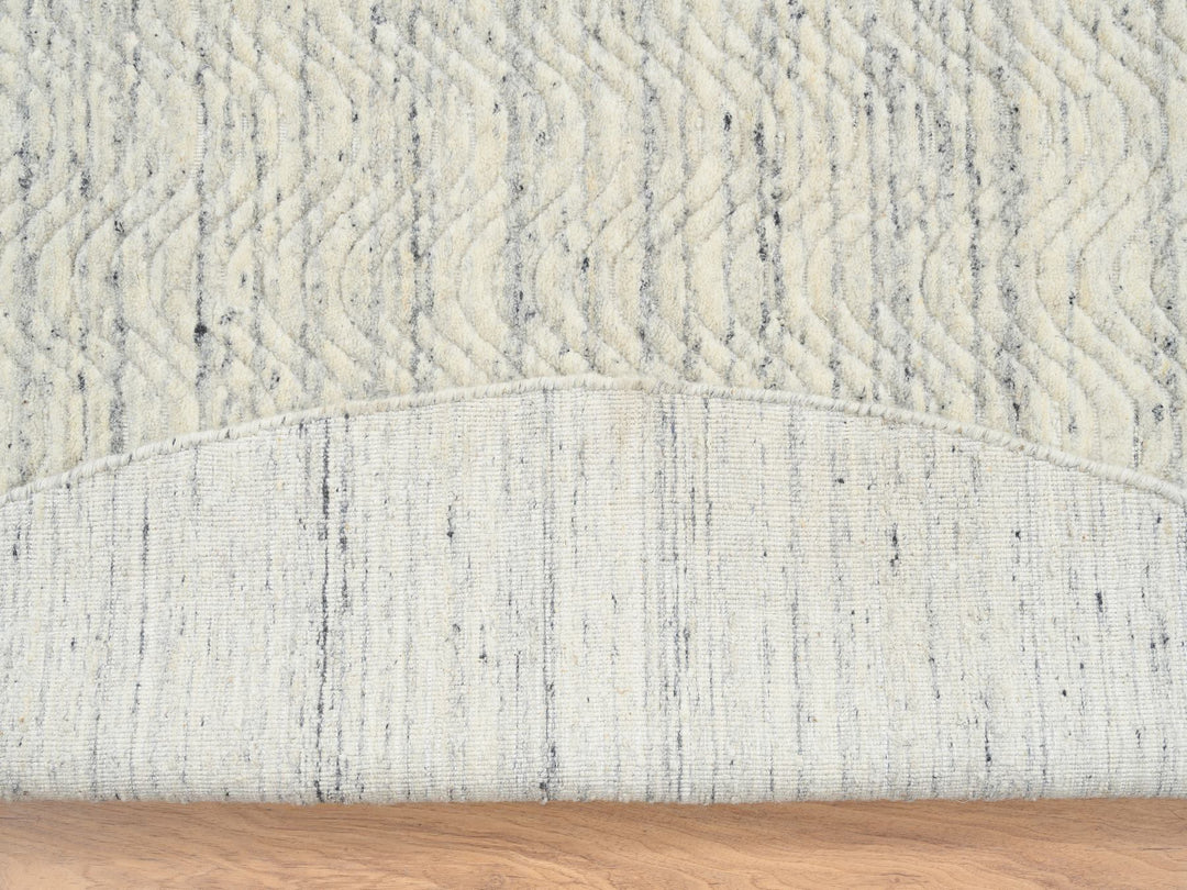 9'10" x 9'10" New Hand Loomed Beige Wool Round Oriental Rug - MOA10264605