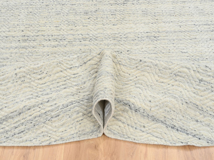 9'10" x 9'10" New Hand Loomed Beige Wool Round Oriental Rug - MOA10264605