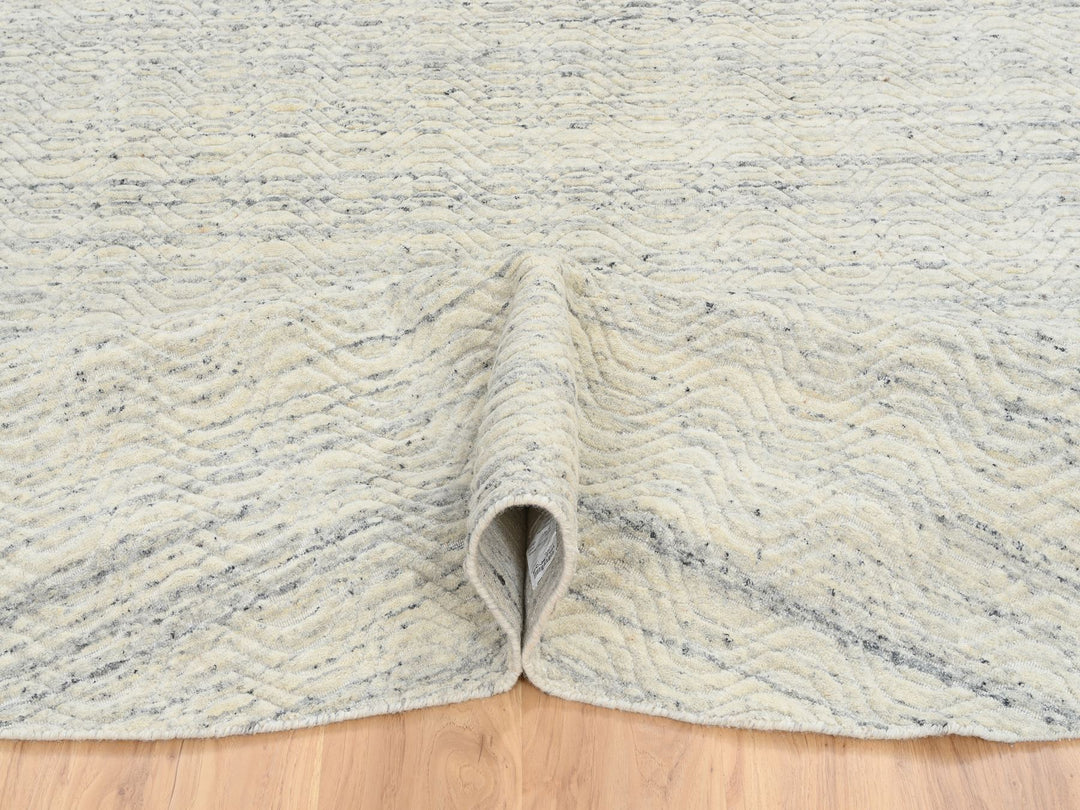 9'10" x 9'10" New Hand Loomed Beige Wool Round Oriental Rug - MOA10264605