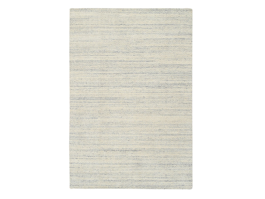 5'10" x 9'0" New Hand Loomed Beige Wool Rectangle Oriental Rug - MOA10264606