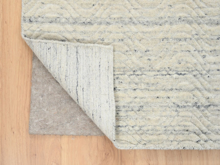 5'10" x 9'0" New Hand Loomed Beige Wool Rectangle Oriental Rug - MOA10264606