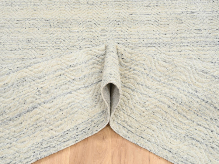 5'10" x 9'0" New Hand Loomed Beige Wool Rectangle Oriental Rug - MOA10264606