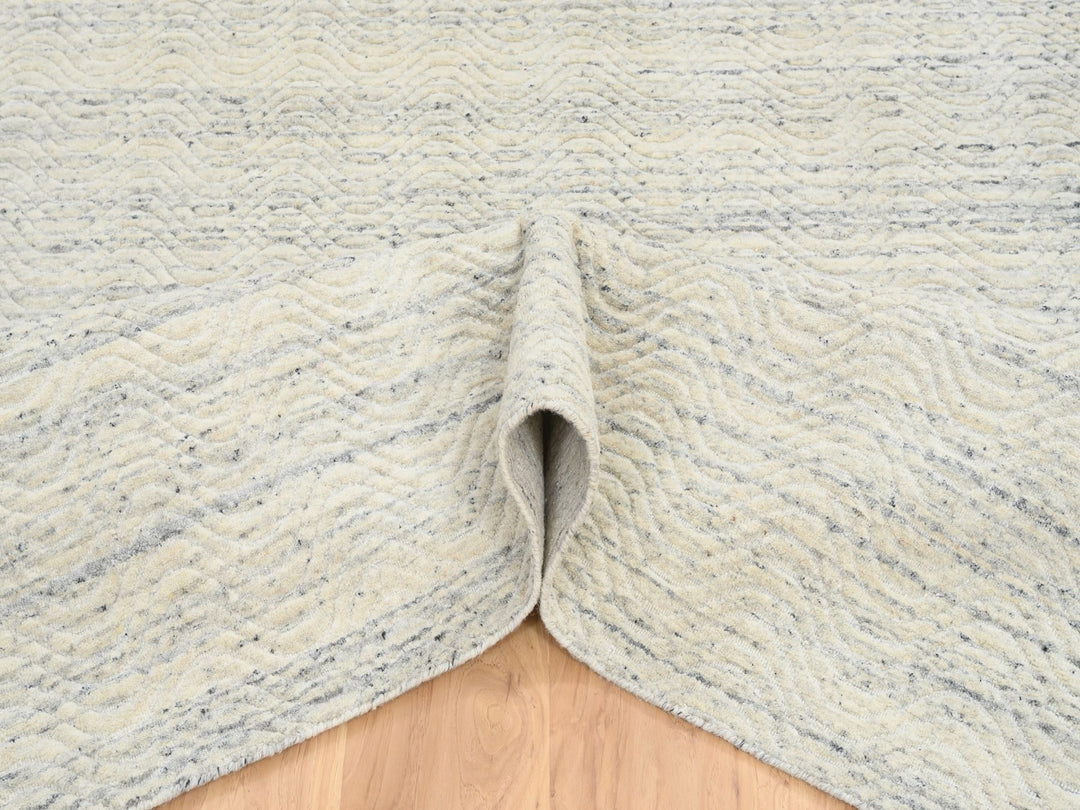 5'10" x 9'0" New Hand Loomed Beige Wool Rectangle Oriental Rug - MOA10264606