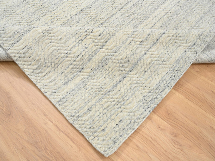 5'10" x 9'0" New Hand Loomed Beige Wool Rectangle Oriental Rug - MOA10264606