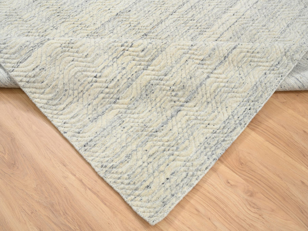 5'10" x 9'0" New Hand Loomed Beige Wool Rectangle Oriental Rug - MOA10264606