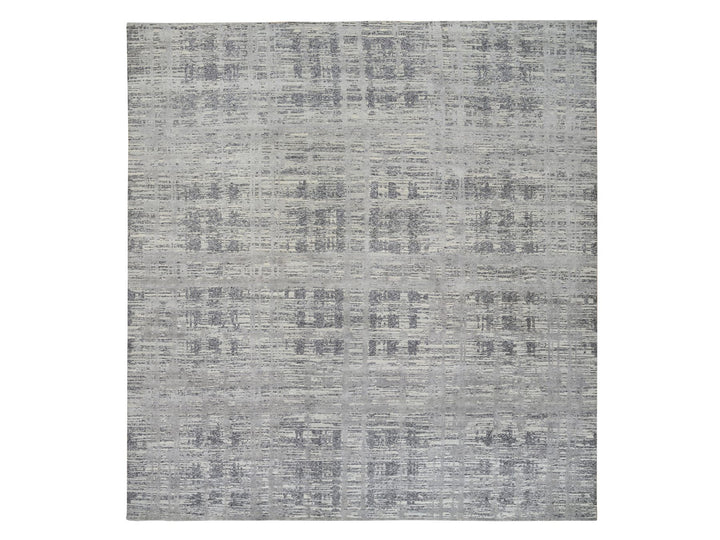 13'7" x 14'0" New Hand Knotted Grey Wool Square Oriental Rug - MOA10264710