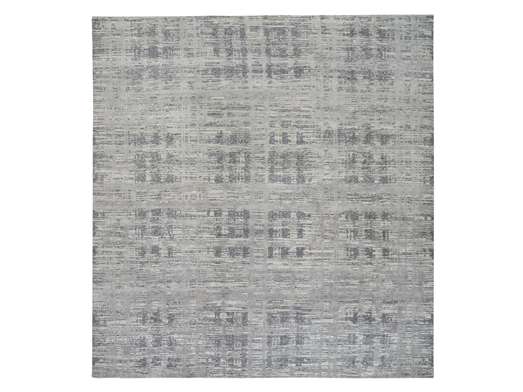 13'7" x 14'0" New Hand Knotted Grey Wool Square Oriental Rug - MOA10264710
