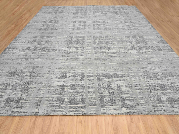 13'7" x 14'0" New Hand Knotted Grey Wool Square Oriental Rug - MOA10264710