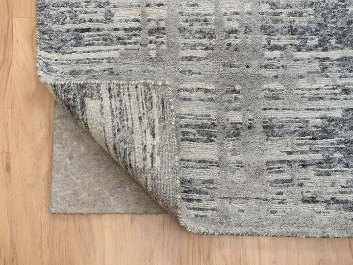 13'7" x 14'0" New Hand Knotted Grey Wool Square Oriental Rug - MOA10264710