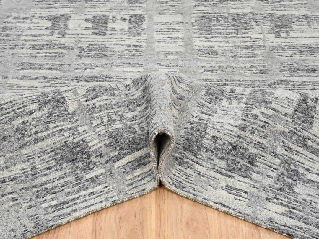 13'7" x 14'0" New Hand Knotted Grey Wool Square Oriental Rug - MOA10264710