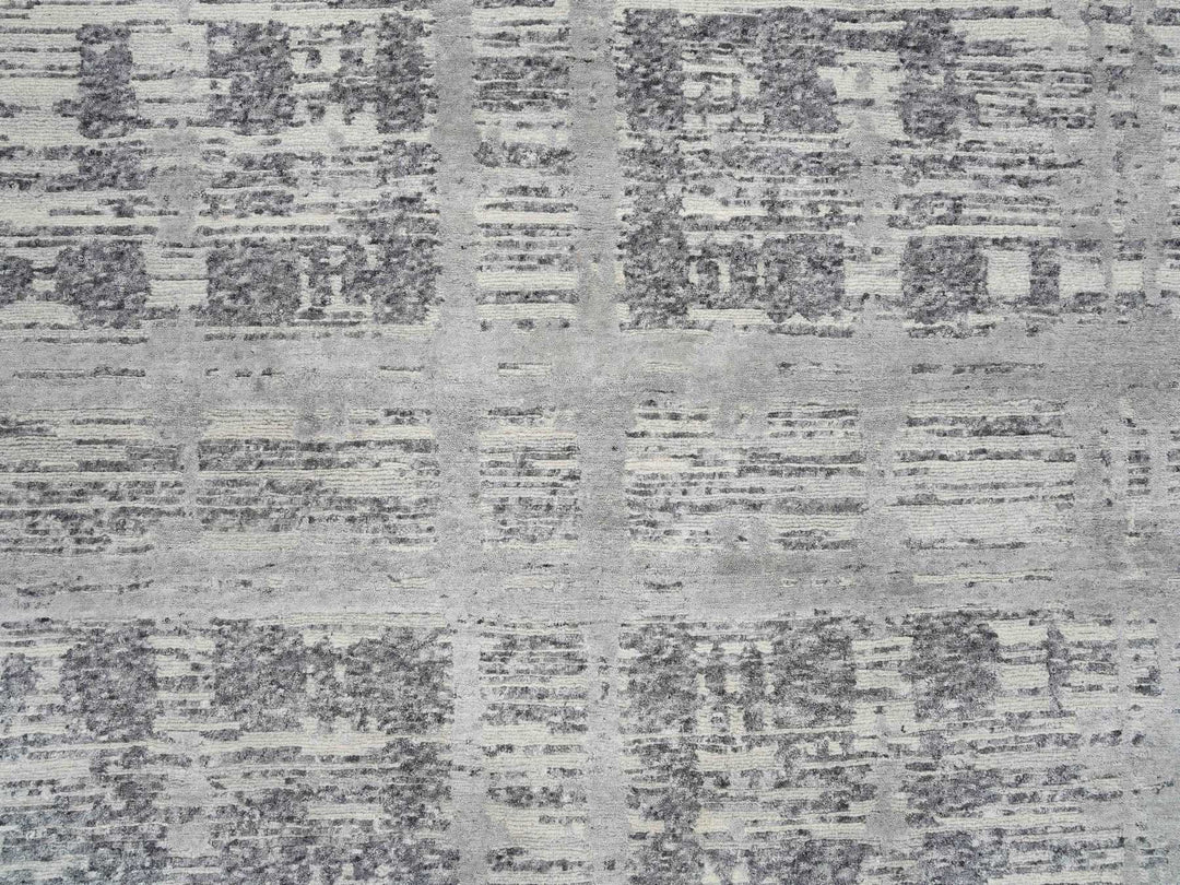 13'7" x 14'0" New Hand Knotted Grey Wool Square Oriental Rug - MOA10264710