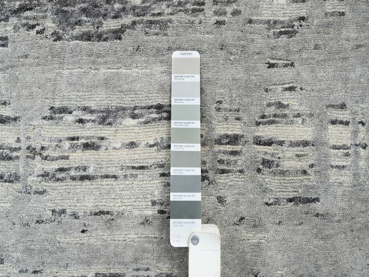 12'0" x 18'3" New Hand Knotted Grey Wool Rectangle Oriental Rug - MOA10264714