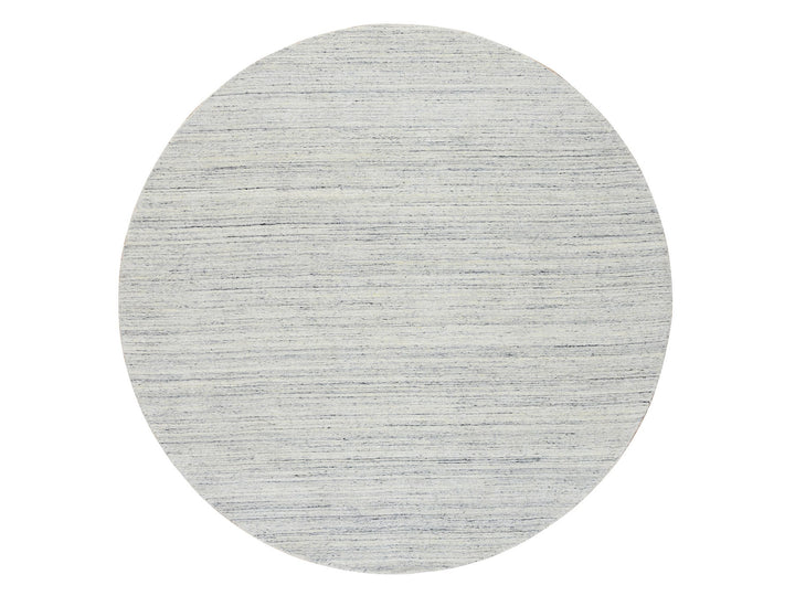 7'10" x 7'10" New Hand Loomed Ivory Wool Round Oriental Rug - MOA10264772