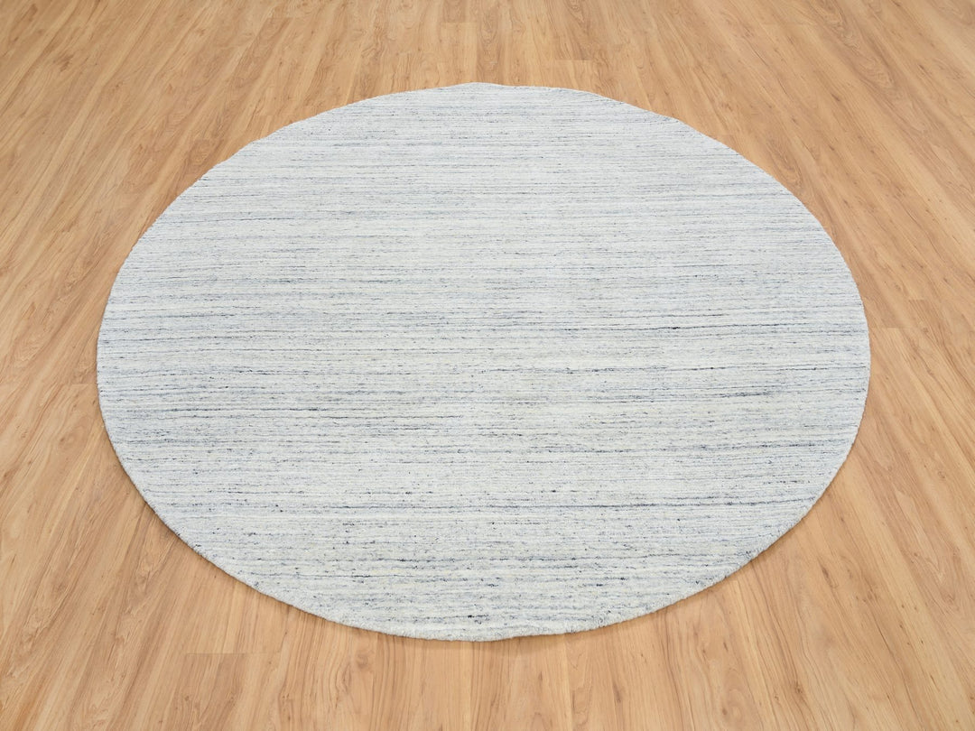 7'10" x 7'10" New Hand Loomed Ivory Wool Round Oriental Rug - MOA10264772