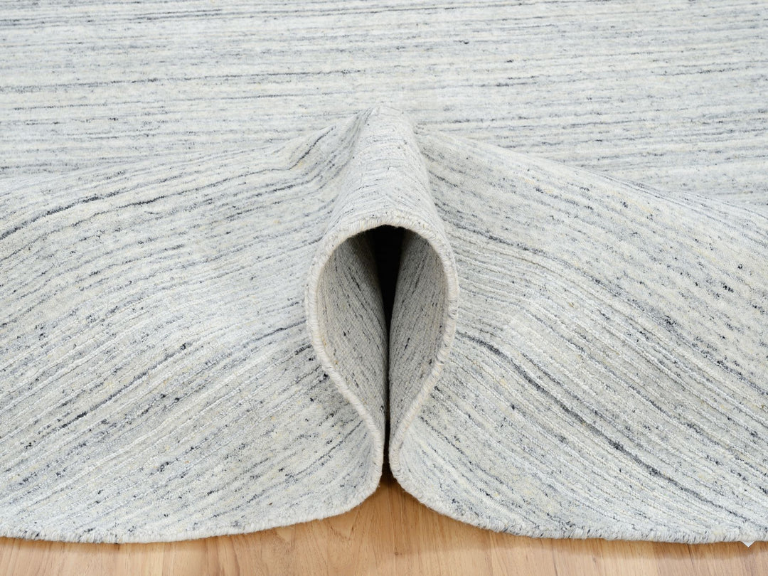 7'10" x 7'10" New Hand Loomed Ivory Wool Round Oriental Rug - MOA10264772