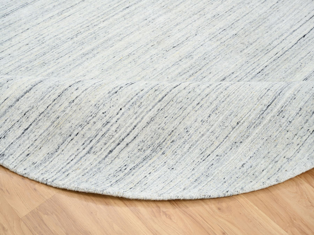 7'10" x 7'10" New Hand Loomed Ivory Wool Round Oriental Rug - MOA10264772