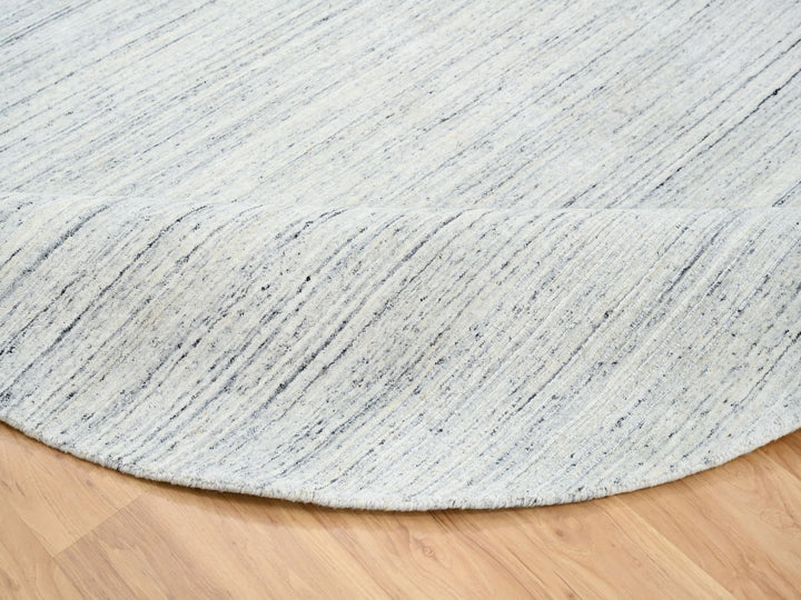 7'10" x 7'10" New Hand Loomed Ivory Wool Round Oriental Rug - MOA10264772