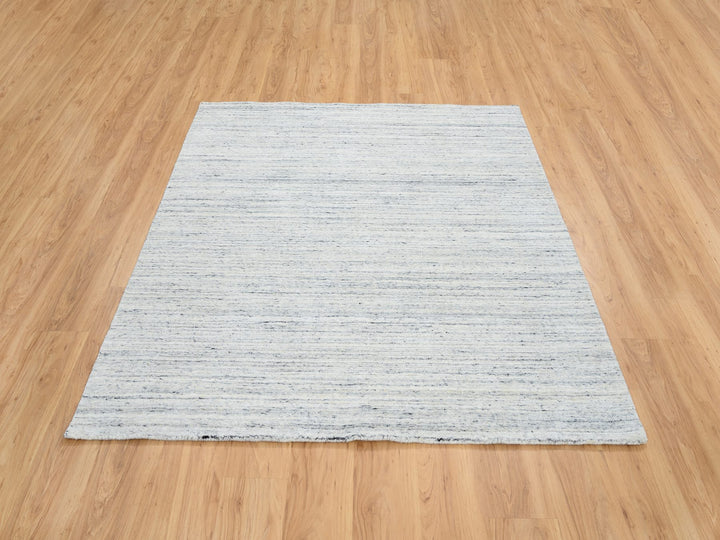 6'0" x 6'0" New Hand Loomed Ivory Wool Square Oriental Rug - MOA10264774