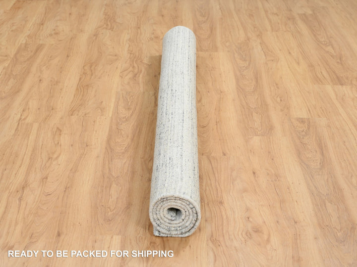 6'0" x 6'0" New Hand Loomed Ivory Wool Square Oriental Rug - MOA10264774