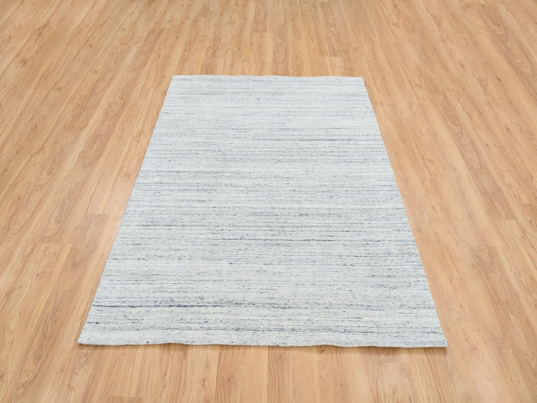 5'0" x 7'0" New Hand Loomed Ivory Wool Rectangle Oriental Rug - MOA10264779