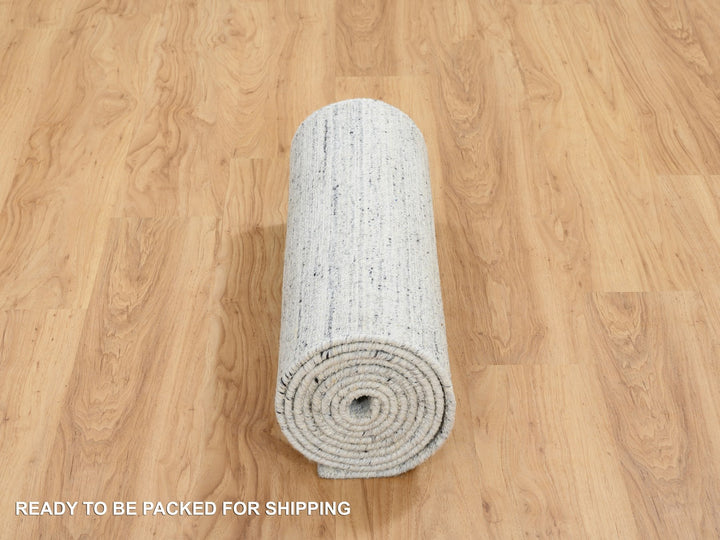 2'6" x 11'10" New Hand Loomed Ivory Wool Runner Oriental Rug - MOA10264781