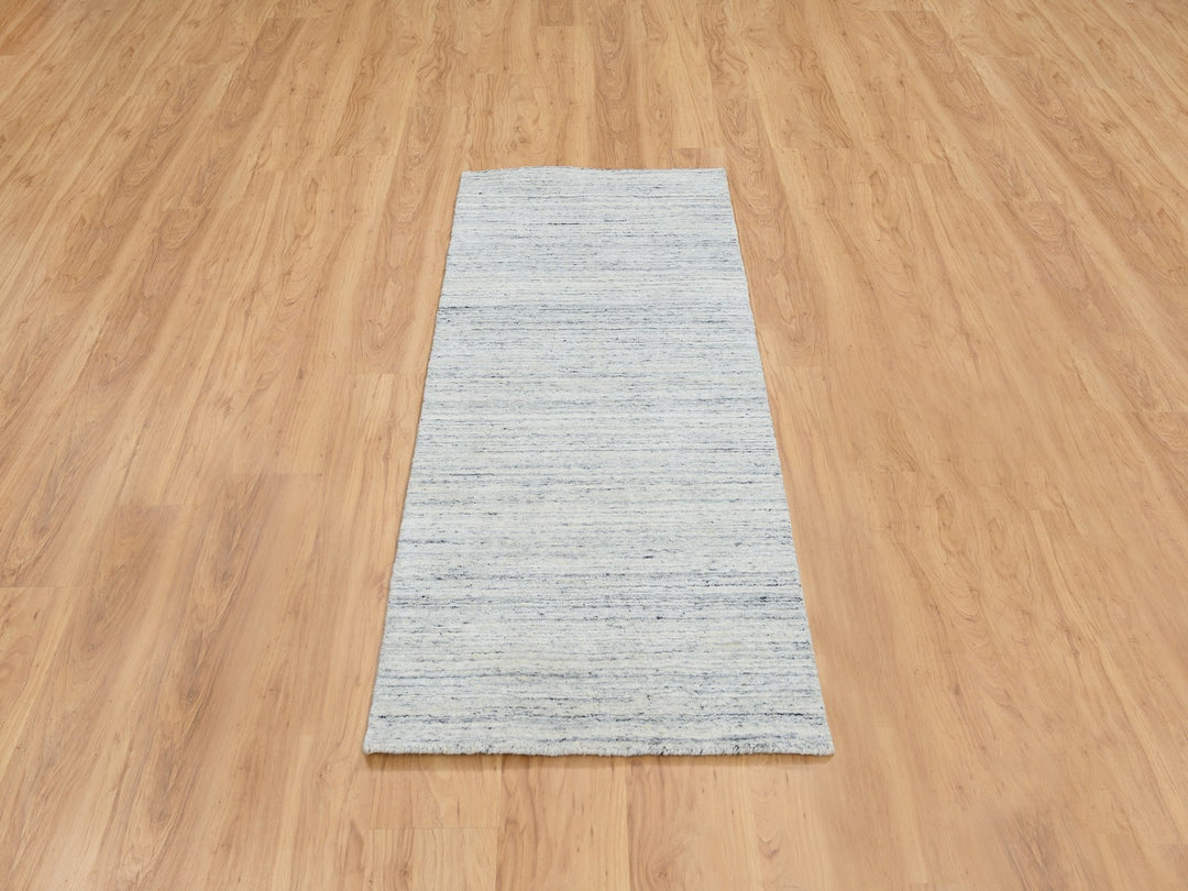 2'6" x 6'0" New Hand Loomed Ivory Wool Runner Oriental Rug - MOA10264787