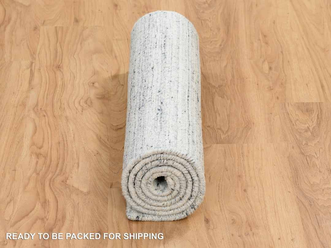 2'6" x 6'0" New Hand Loomed Ivory Wool Runner Oriental Rug - MOA10264787