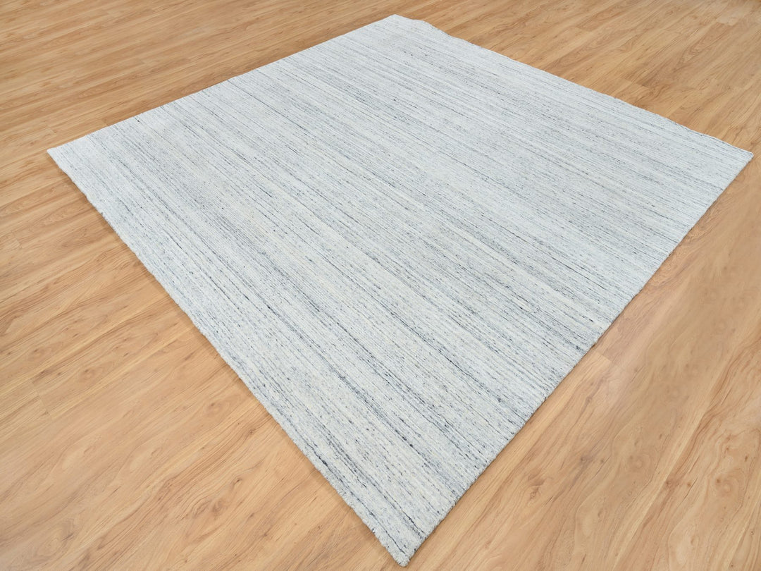 8'0" x 8'0" New Hand Loomed Ivory Wool Square Oriental Rug - MOA10264788