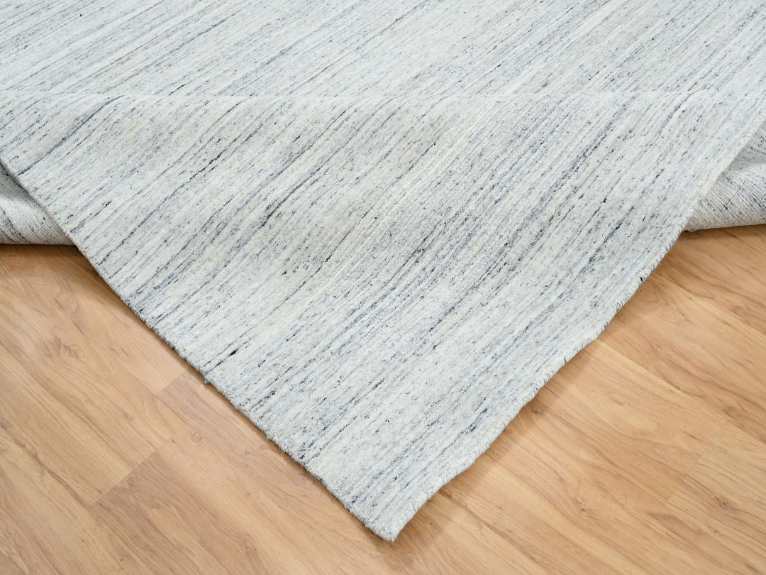 8'0" x 8'0" New Hand Loomed Ivory Wool Square Oriental Rug - MOA10264788