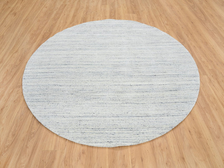 8'0" x 8'0" New Hand Loomed Ivory Wool Round Oriental Rug - MOA10264794