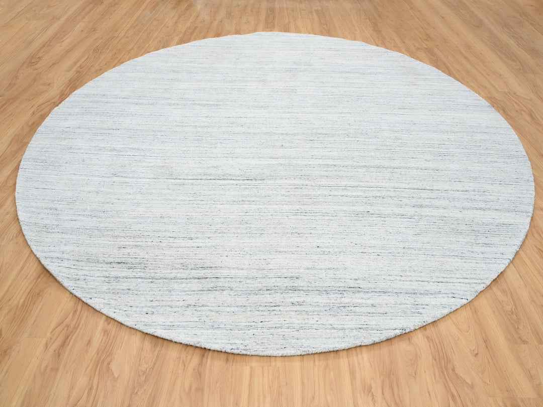 11'10" x 11'10" New Hand Loomed Ivory Wool Round Oriental Rug - MOA10264796