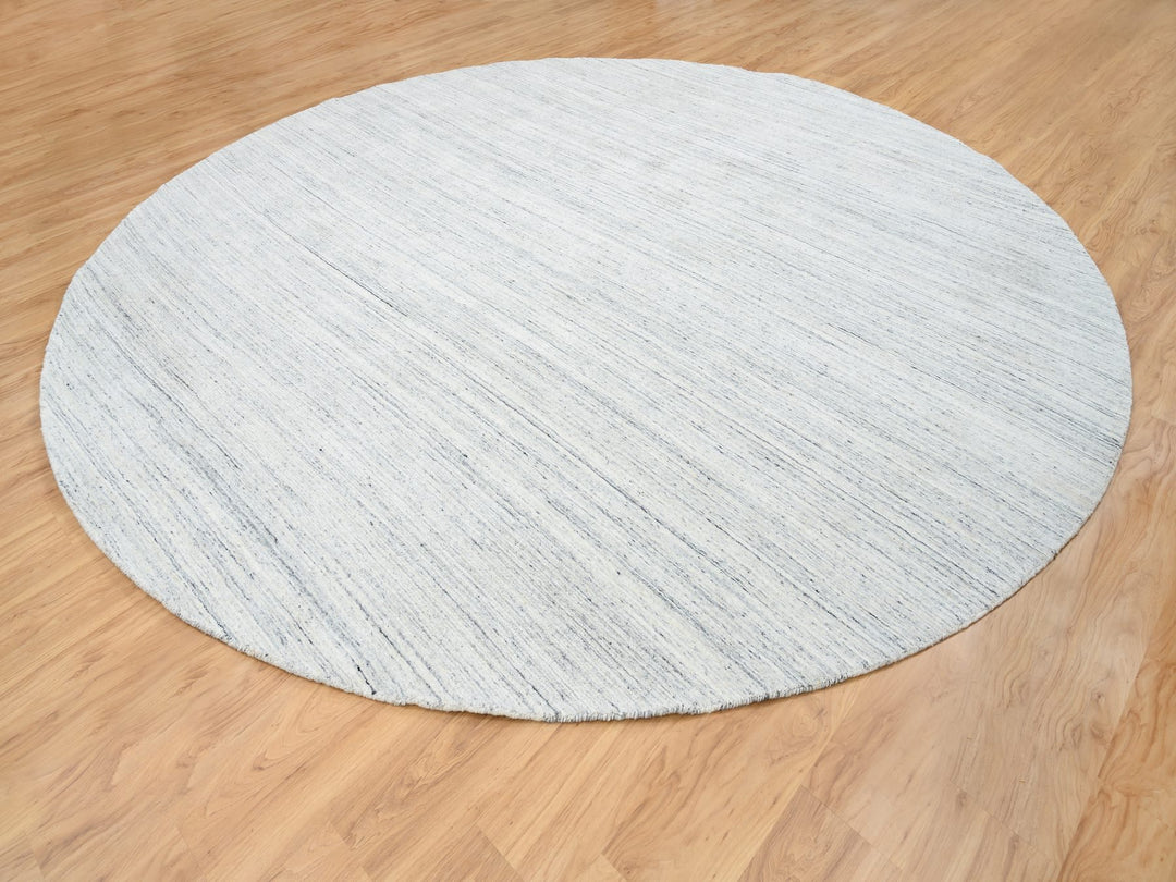 11'10" x 11'10" New Hand Loomed Ivory Wool Round Oriental Rug - MOA10264796