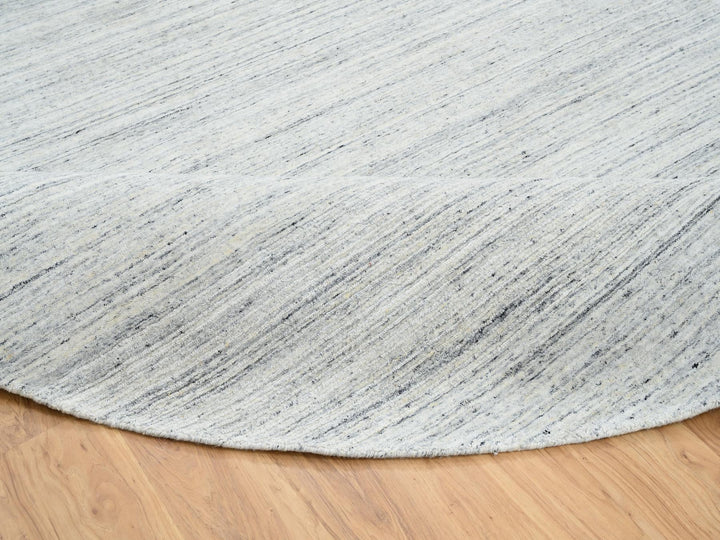 11'10" x 11'10" New Hand Loomed Ivory Wool Round Oriental Rug - MOA10264796