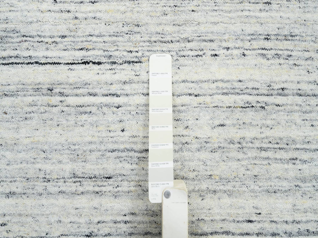 11'10" x 11'10" New Hand Loomed Ivory Wool Round Oriental Rug - MOA10264796