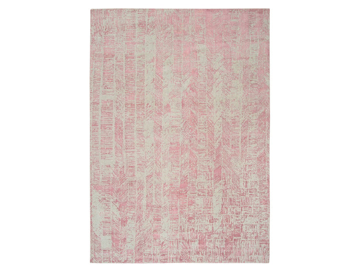 9'0" x 11'9" New Hand Loomed Pink Wool & Silk Rectangle Oriental Rug - MOA10264809