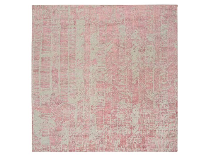 10'0" x 10'2" New Hand Loomed Pink Wool & Art Silk Square Oriental Rug - MOA10264815