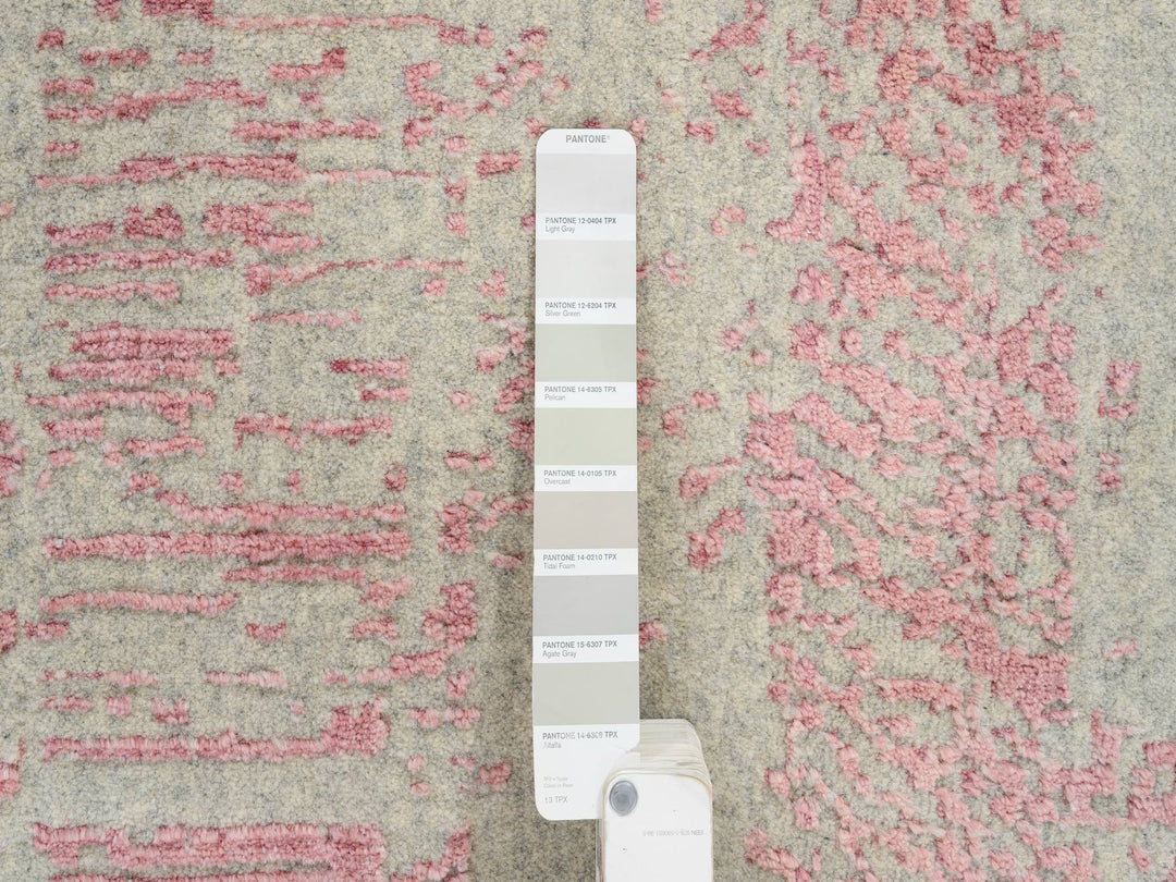 10'0" x 10'2" New Hand Loomed Pink Wool & Art Silk Square Oriental Rug - MOA10264815