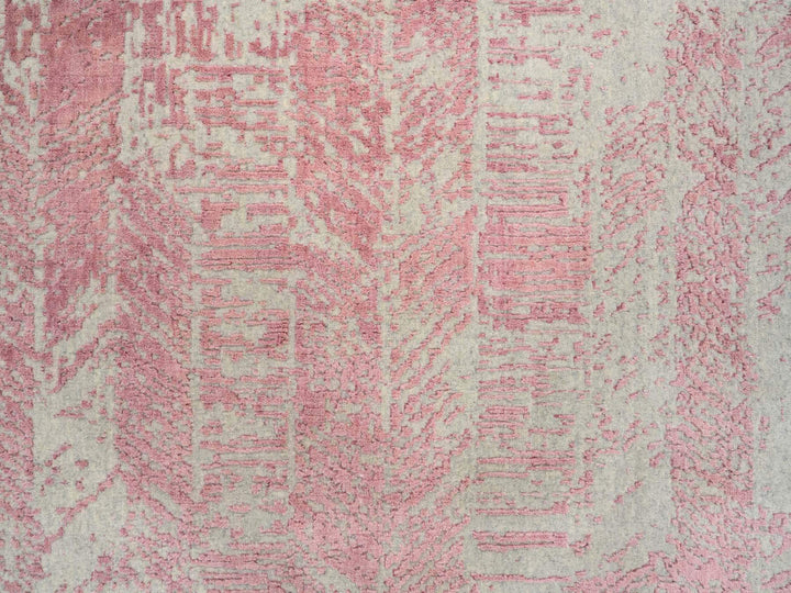 10'0" x 10'2" New Hand Loomed Pink Wool & Art Silk Square Oriental Rug - MOA10264815