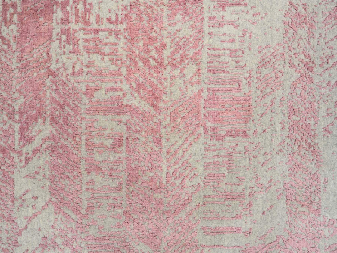 10'0" x 10'2" New Hand Loomed Pink Wool & Art Silk Square Oriental Rug - MOA10264815