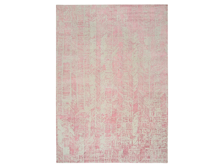 10'0" x 14'0" New Hand Loomed Pink Wool & Silk Rectangle Oriental Rug - MOA10264817