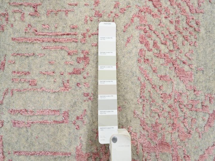 10'0" x 14'0" New Hand Loomed Pink Wool & Silk Rectangle Oriental Rug - MOA10264817