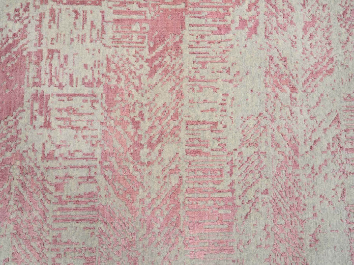 10'0" x 14'0" New Hand Loomed Pink Wool & Silk Rectangle Oriental Rug - MOA10264817