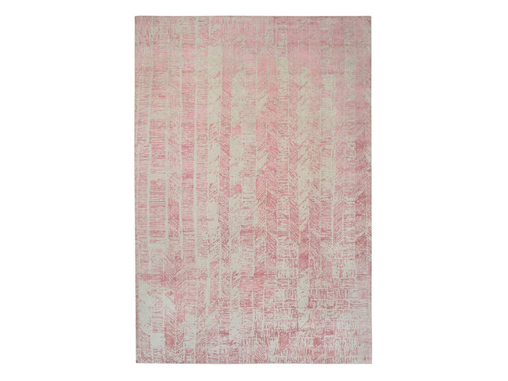 11'10" x 17'10" New Hand Loomed Pink Wool & Art Silk Rectangle Oriental Rug - MOA10264836